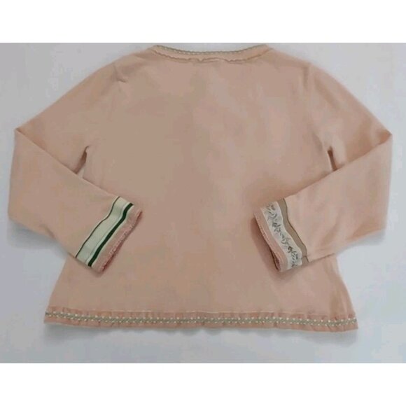 Intuitions light Peach Sweater Women knitted Cardigan Medium Lace Cottagecore - Picture 12 of 15